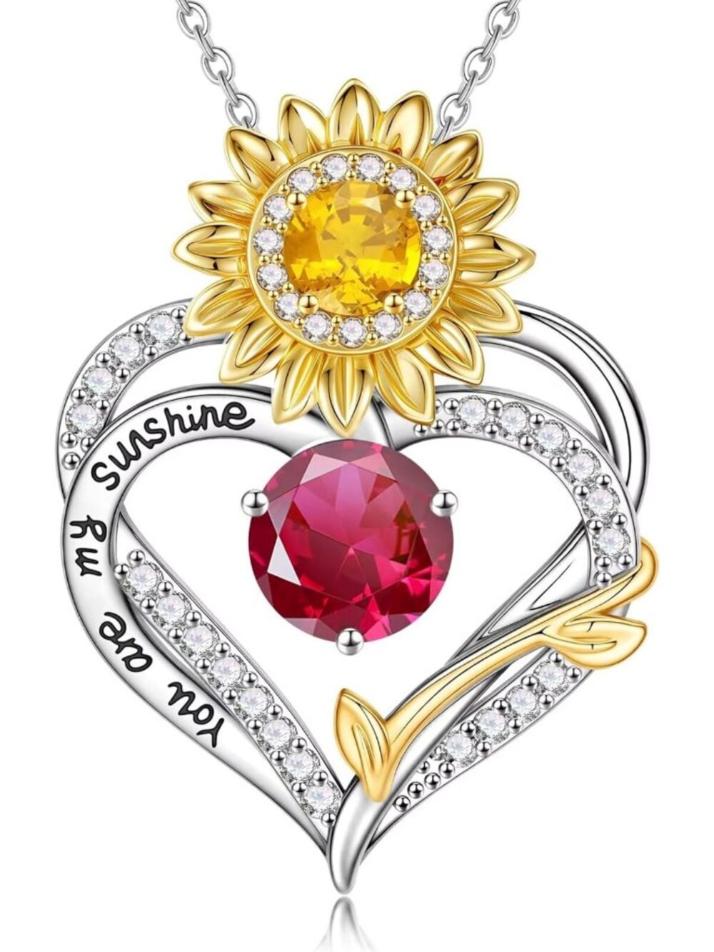 Sunflower Birthstone Necklace - Perfect Gift for Women & Teen Girls
